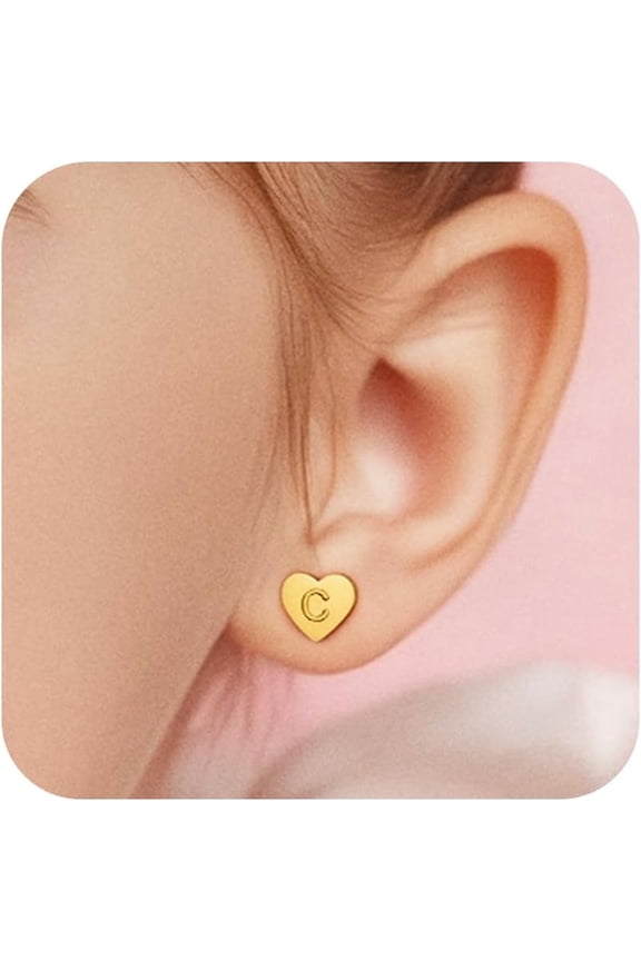 Gold Initial Studs Earrings for Women-14K Gold Plated Dainty Letter Earrings Heart Initial Earrings Cute Trendy Jewelry for Women Jewelry Valentines Gifts[d1758]