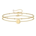 thumbnail image 1 of Turandoss Layered Initial Bracelets for Women Girls Dainty 14K Gold Plated Disc Monogram Charm Personalized Letter A-Z Trendy Jewelry Birthday Gifts for Women Daughter Mom, 1 of 7