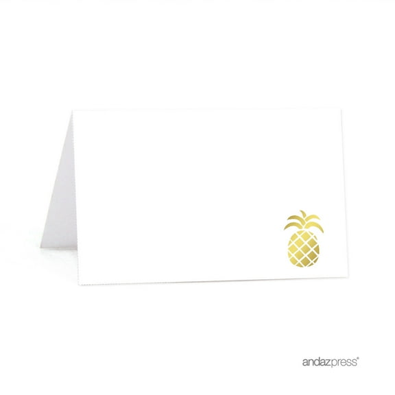 Gold Ink Pineapple Party, 20-Pack Birthday Printable Table Tent Place Cards