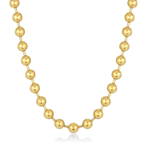 Gold Ion Plated Stainless Steel 10MM Ball Chain Necklace Jewelry - 30 Inch