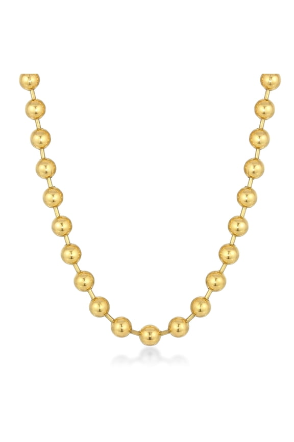 Gold Ion Plated Stainless Steel 10MM Ball Chain Necklace Jewelry - 30 Inch