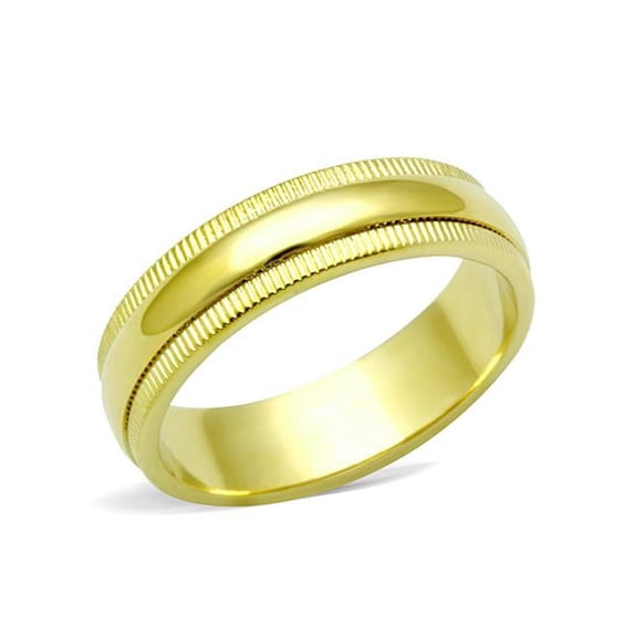 Gold Ion Plated Stainless Steel 316, 5.2 mm Wide Wedding Band Womens Size 6