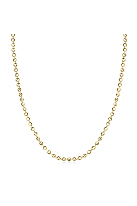 Gold Ion Plated Stainless Steel 4MM Ball Chain Necklace Jewelry - 20 Inch