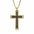 thumbnail image 1 of Gold Ion Plated Stainless Steel Fancy Pattern Cross Pendant - 24 Inch Round Box Chain, 1 of 6