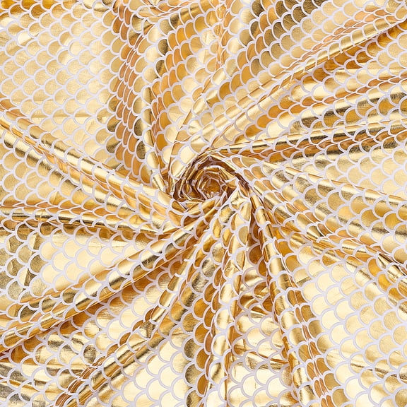 Gold Iridescence Fabric 1.7 Yards Wide Sparkly Fish Scale Stretch Fabric Glitter Fish Scale Print Fabrics Spandex Fabrics