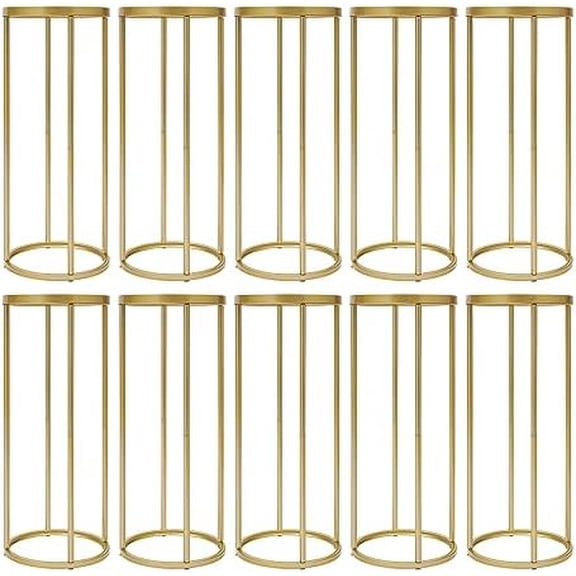Gold Iron Flower Stands Metal Flower Stand Tall Column Vases for Reception Parties, Banquets, Anniversaries, Wedding Flower Display Rack for Decorations (31.5in, 10pcs )$$Garden & Patio