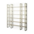 thumbnail image 1 of Gold Iron Framed Wooden Shelving Unit, 1 of 3