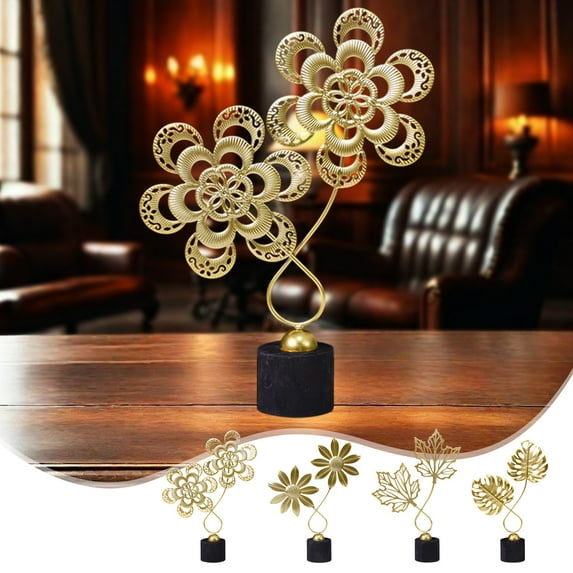 Gold Iron Leaf Ornament for Home Decor - Elegant Metal Craft Accent Piece for Living Room, Wine Cabinet, or Entrance - Unique Christmas Gift, 12.21x9.06x2.17 Inches, Single Decorative Item