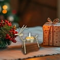 thumbnail image 1 of Gold Iron Reindeer Candle Holder, 4.92in Christmas Tealight Holder & Mantel Ornament, Metal Handicraft for Dining Table Holiday Decor, 1 of 6