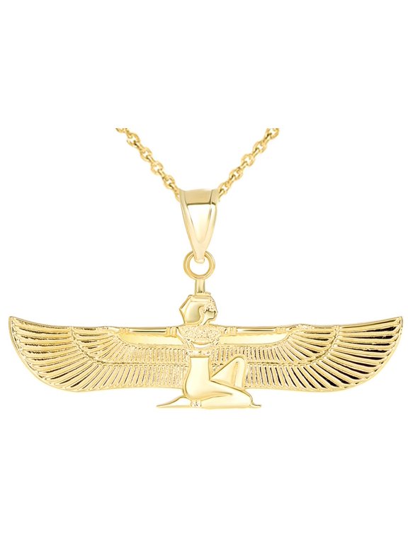 Gold Isis Egyptian Goddess of Magic And Healing Pendant Necklace (10K Yellow Gold, Pendant with 20" chain)