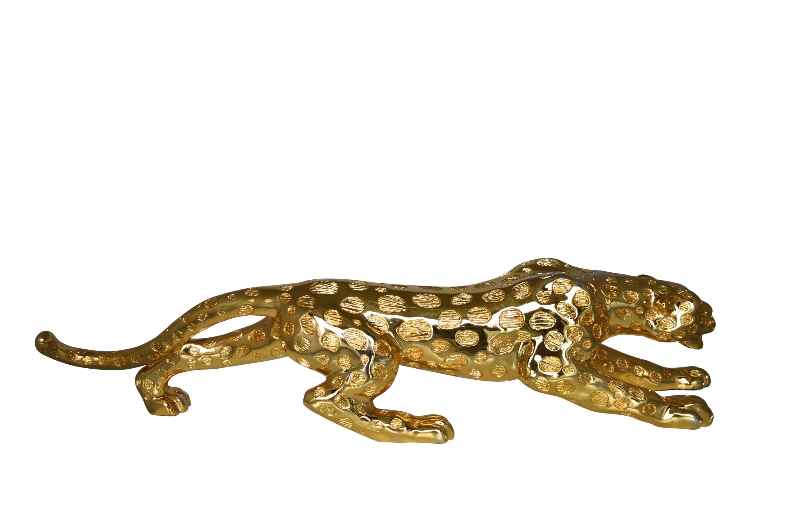 Gold Jaguar Resin Statue – Unique Modern Sculpture, Sleek & Stylish Decor Accent for Home, Office, or Gift for Contemporary Spaces & Art Lovers, 40”L x 7”W x 10”H