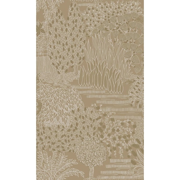 Gold Japanese Gardens Inspired Tropical Wallpaper R8428