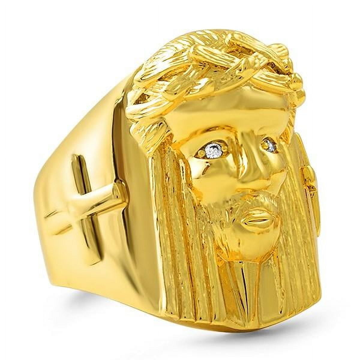 Gold Jesus Piece Ring with Cross - Walmart.com
