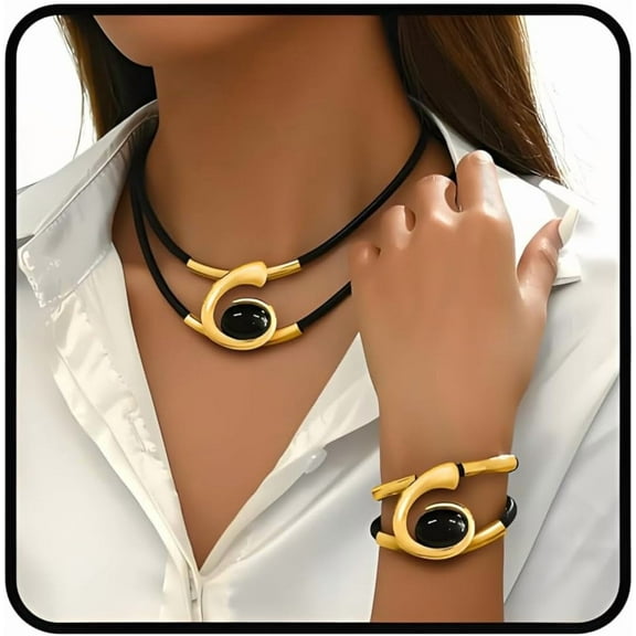 Gold Jewelry Set,  Trendy Adjustable Non Tarnish Bracelet Cowgirl Dainty Hypoallergenic Earrings Jewelry Sets for Women