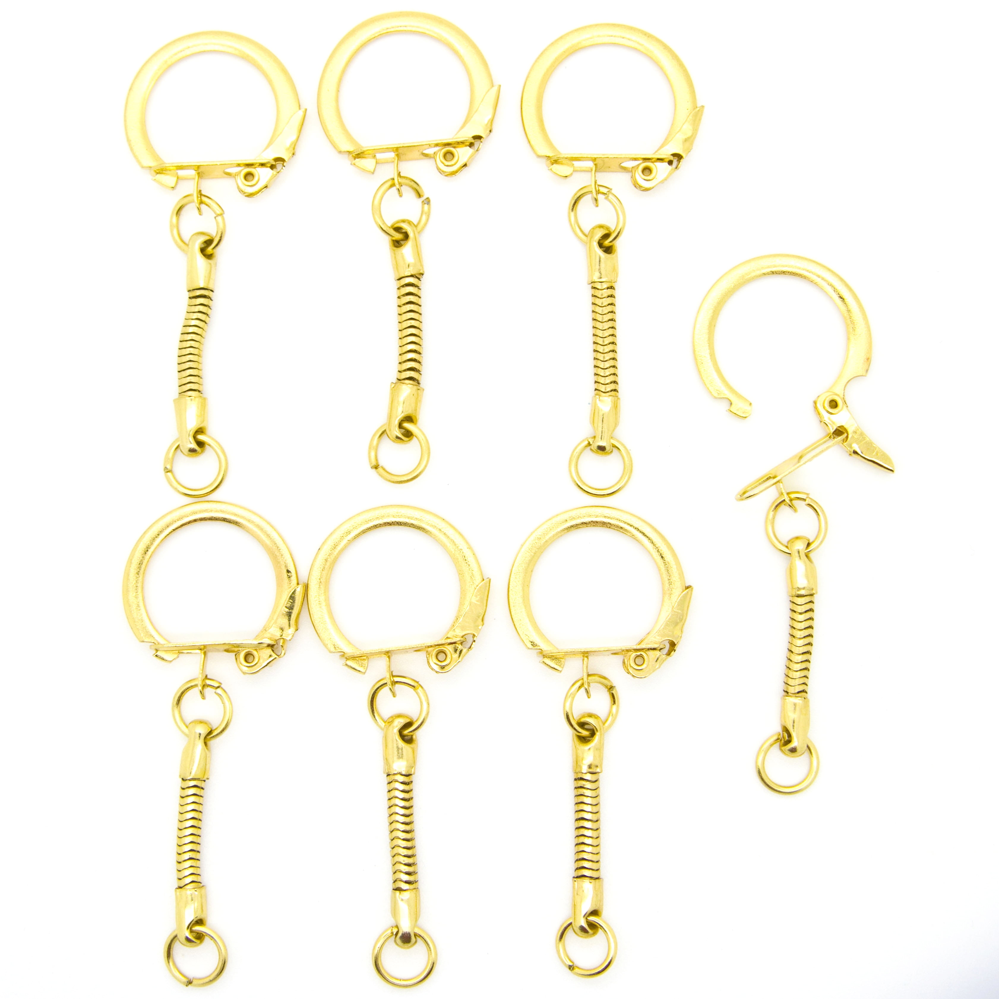 Gold Key Chains Snake Chain with Snap End and Jump Ring for Craft Findings - Pack of 1000