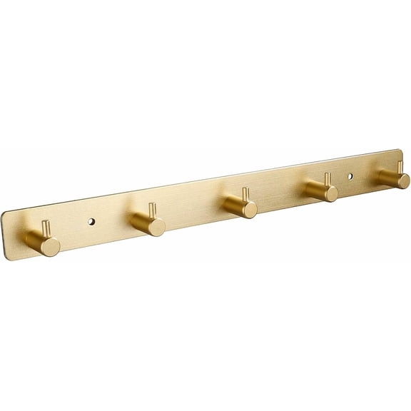 Gold Key Holder Wall Mount, Adhesive Key Rack with Towel Hooks for Bathroom Entryway