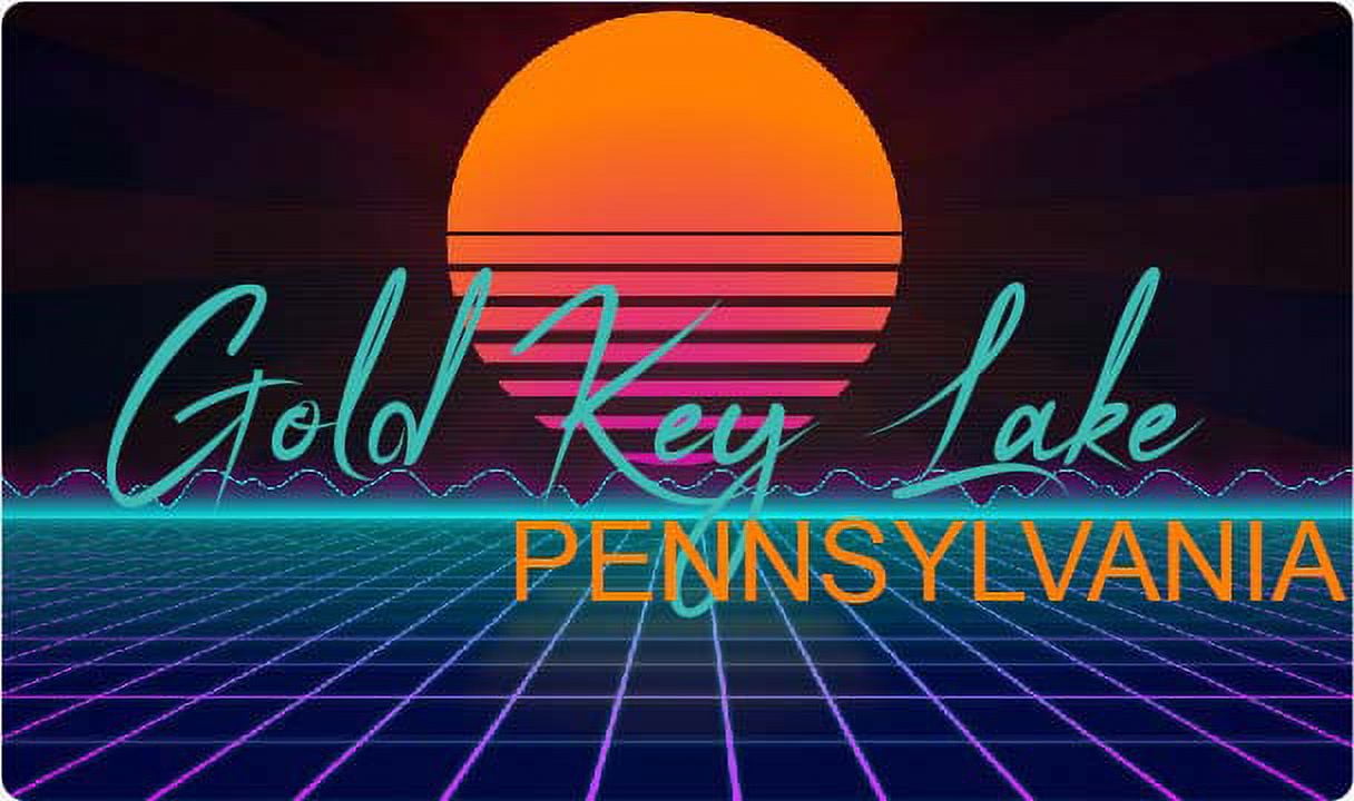 Gold Key Lake Pennsylvania 2 X 1.25Inch Vinyl Decal Stiker Retro Neon
