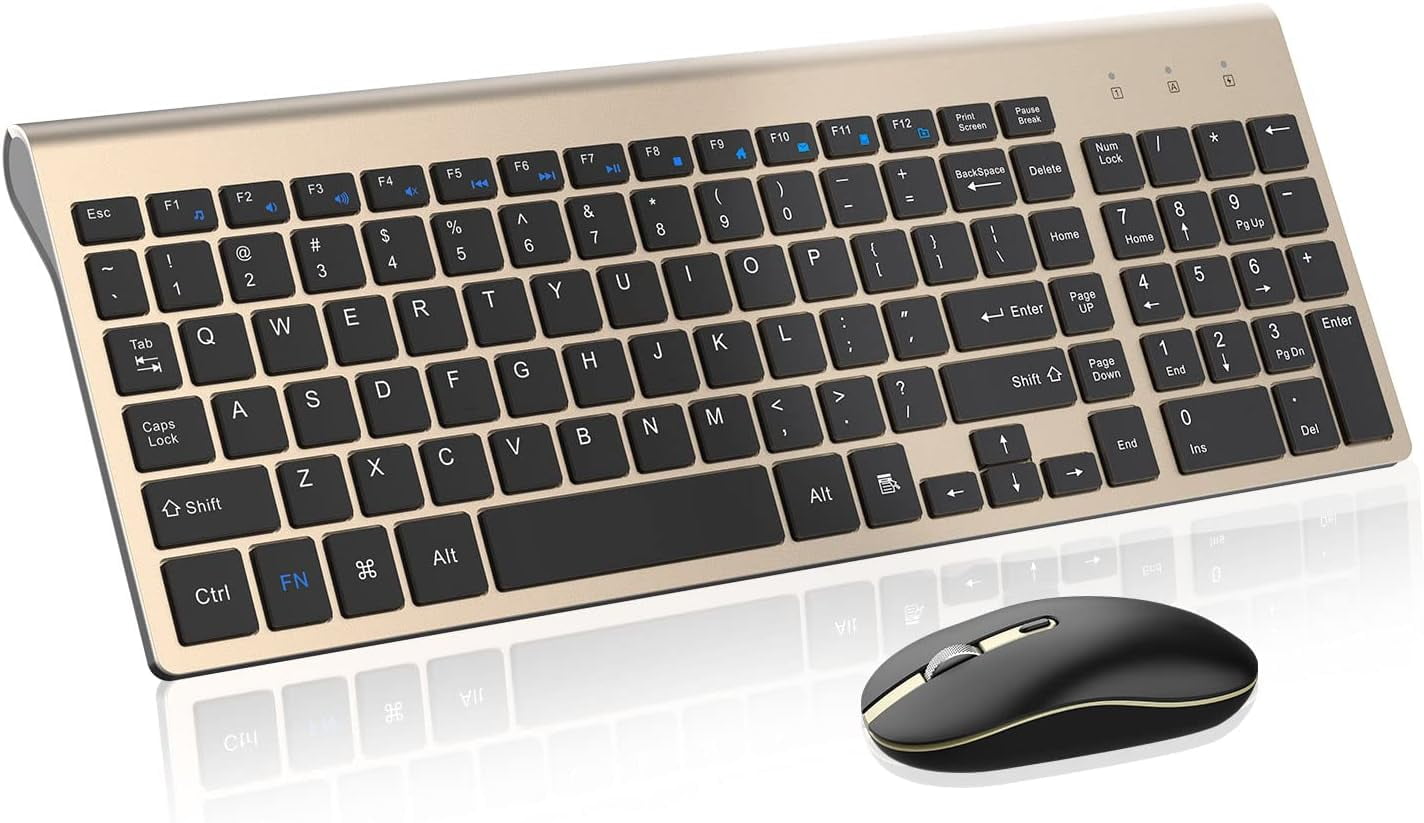 Gold Keyboard and Mouse Combo, cimetech Compact Full Size Computer