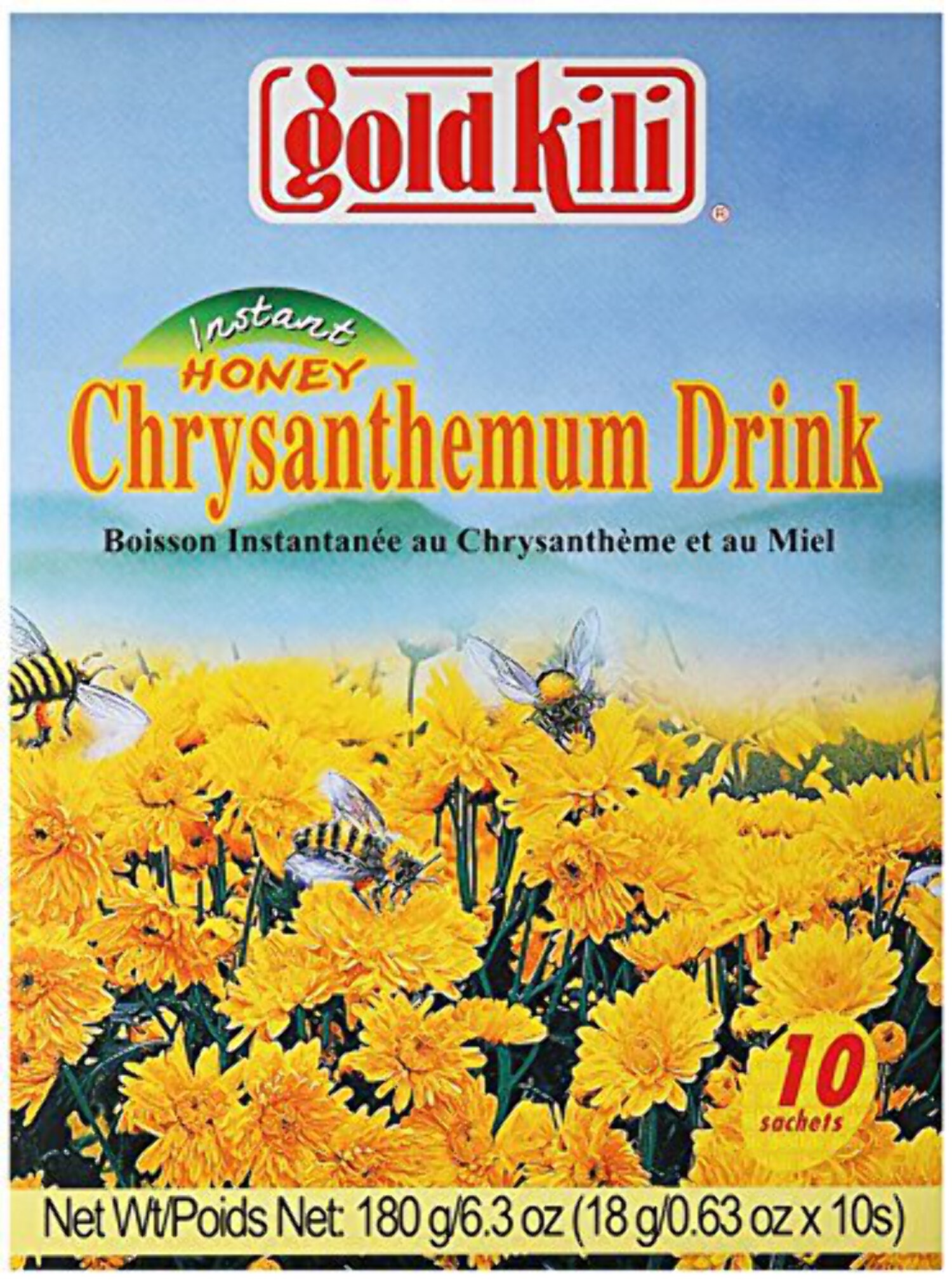 Gold Kili Instant Honey Chrysanthemum Tea 10 Sachets 6.3 Oz (180 g