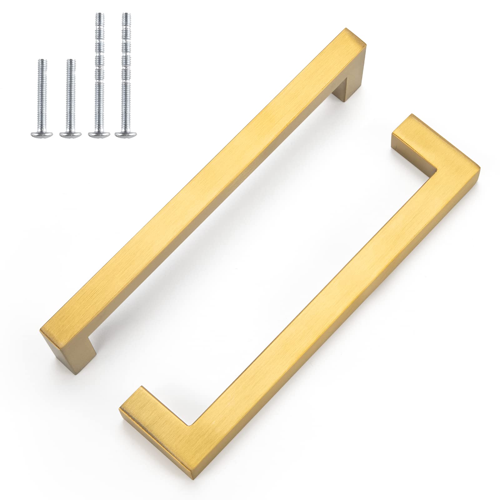 Gold Kitchen Handles Set of 2 Brushed Brass Drawer Handles