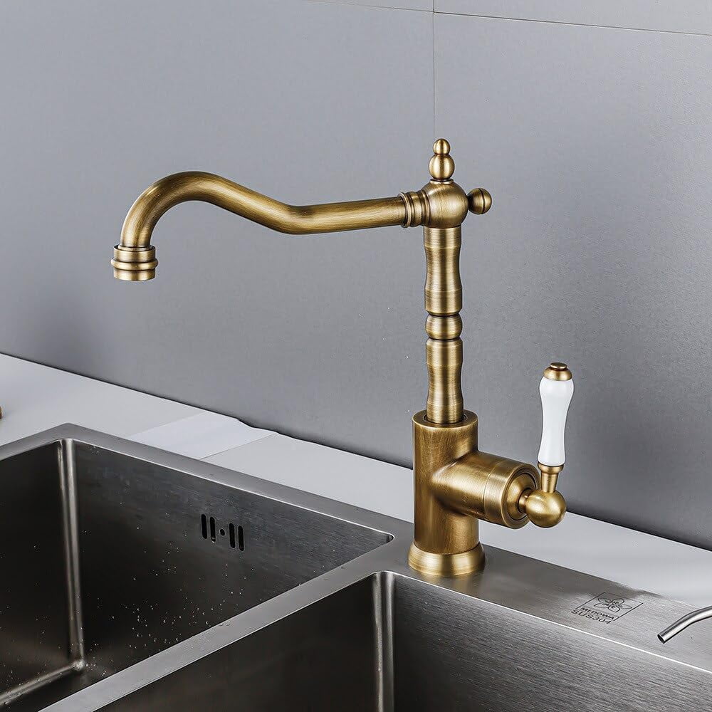 Gold Kitchen Faucet 360 Swivel Antique Sink Faucet Mixer Tap Fashion ...