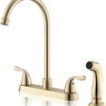 thumbnail image 1 of Gold Kitchen Faucet with Side Sprayer - 2 Handles 8 Inches Centerset Sink Faucets 3 or 4 Hole RV Kitchen Sink Faucet Commercial Lead-Free Utility Faucet with High Pressure Sprayer & Water Hose, 1 of 6