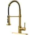 thumbnail image 1 of Gold Kitchen Faucet with Pull Down Sprayer,Commercial Single Handle Brushed Gold Kitchen Sink Faucet with Deck Plate, 1 of 6