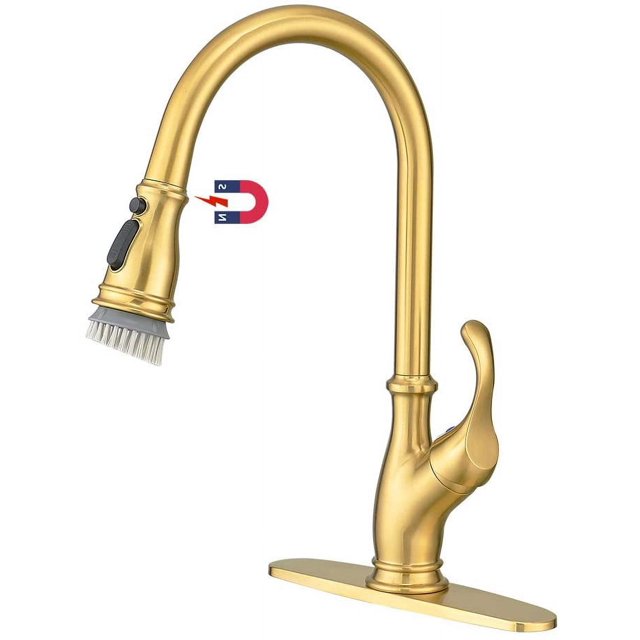 Gold Kitchen Faucet with Pull Out Single Handle High