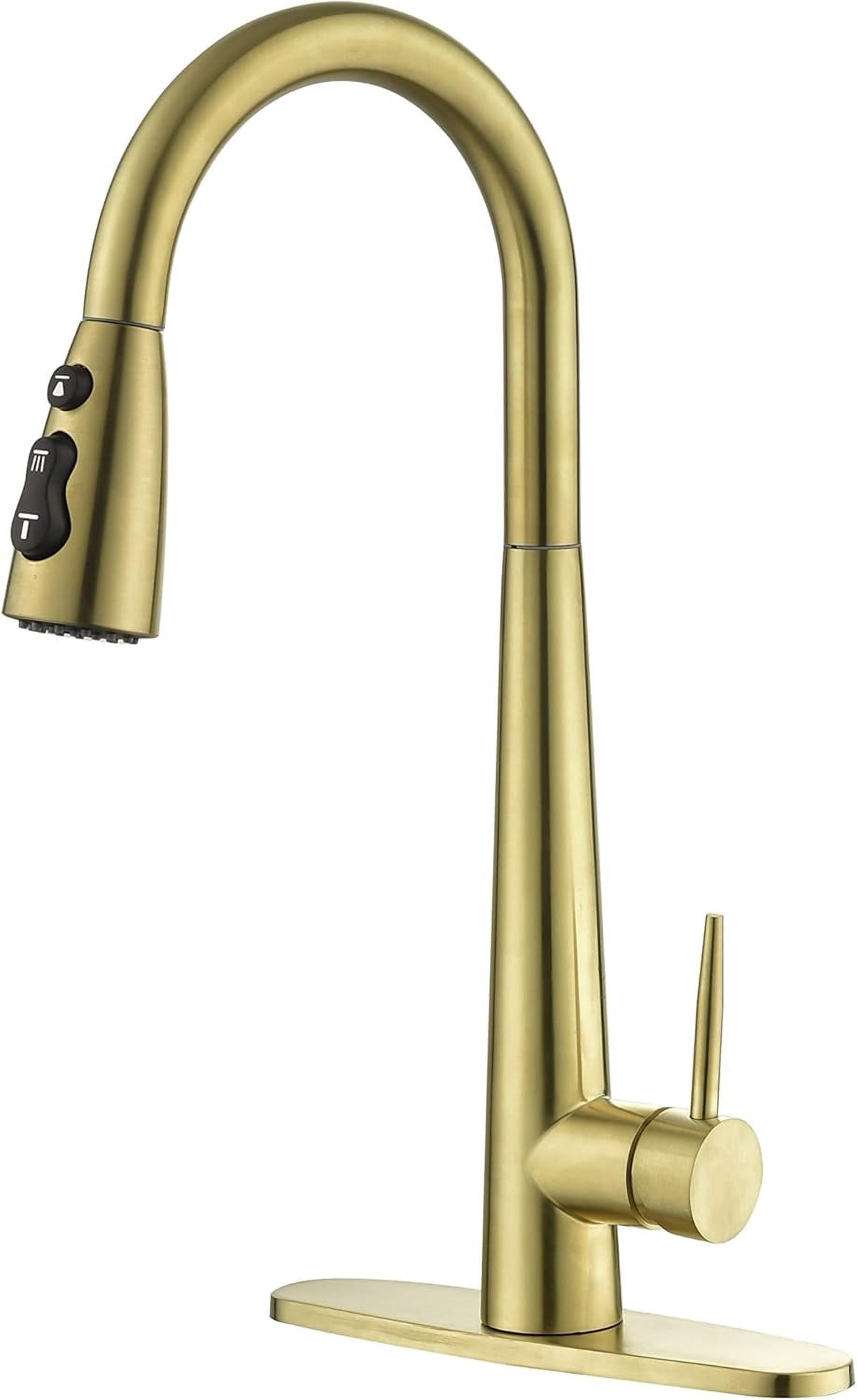 Gold Kitchen Faucets with Pull Down Sprayer, Kitchen Sink Faucet with ...