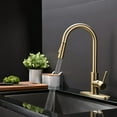 thumbnail image 1 of Gold Kitchen Faucets with Pull-Down Sprayer, Modern Kitchen Sink Faucet Stainless Steel Single Handle Kitchen Faucet with Deck Plate, Brushed Gold, 1 of 5