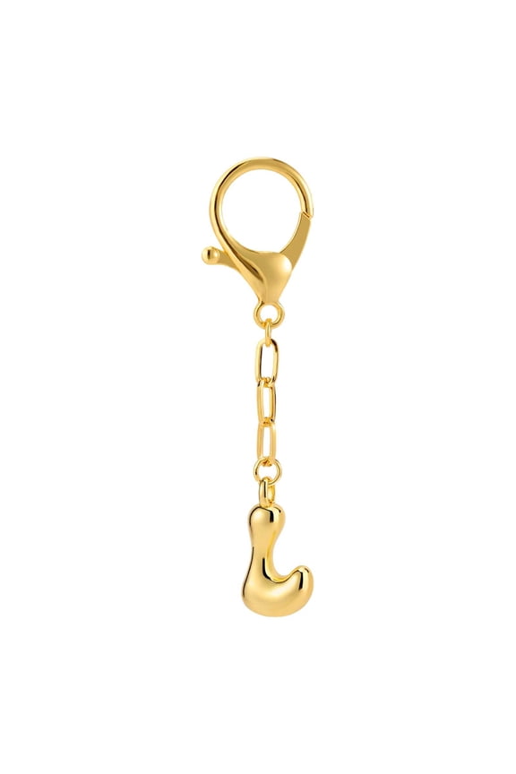Gold L Letter Keychain Charm Copper Metal Key Ring Accessory For Men Women Everyday Use Key Rings for Crafts Slim Wallet for Women with Key Ring Quick Release Key Engraving Blanks Silicone Key Ring
