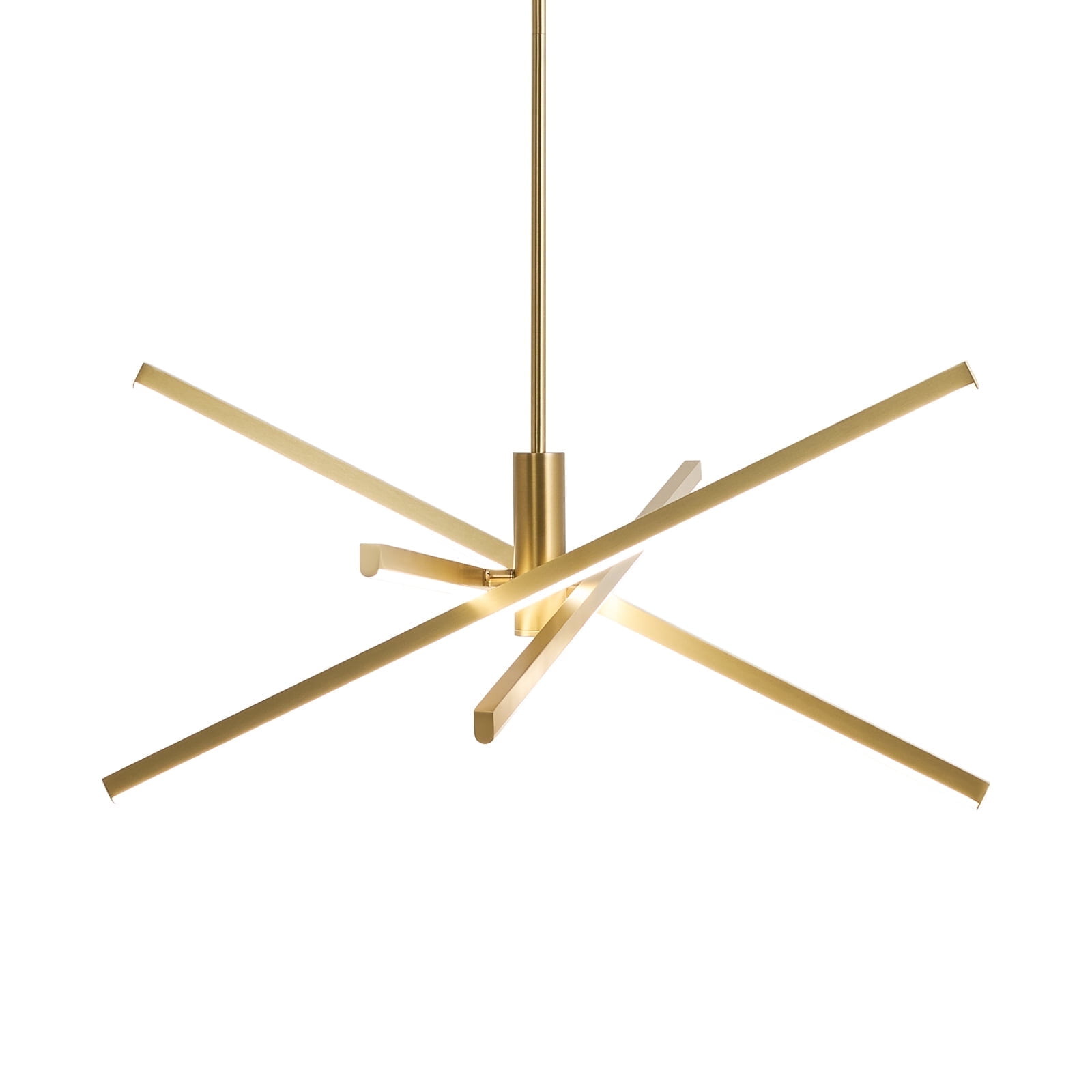 Gold LED Chandelier for Dining Room, 27.76in Dimmable 4-Lights Modern Ceiling Pendant Light Fixture for Kitchen Living Room Entry Foyer 3000K/4000K/5000K 24W