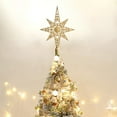 thumbnail image 1 of Gold LED Christmas Tree Topper, 10 Inch Glitter Five-Pointed Star with Built-in Lights - Plastic Tree Top Decoration for Indoor & Outdoor Gold, 1 of 6
