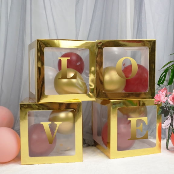 Gold LOVE Letter Balloon Boxes for Valentine's Party Decor