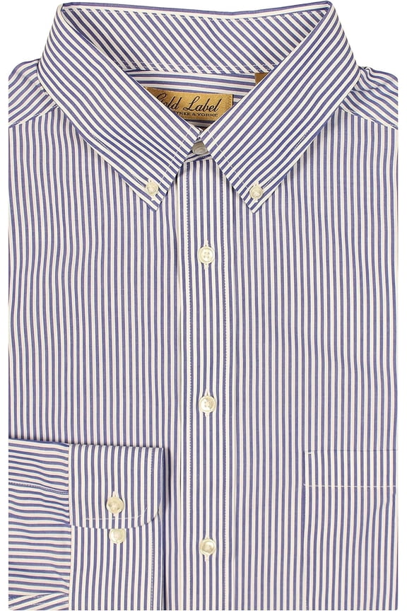 Big and Tall Non-Iron Wrinkle-Resistant Men's Long Sleeve Casual Shirt (New Blue 007 Stripe, 4X-Large Big, 4XB)