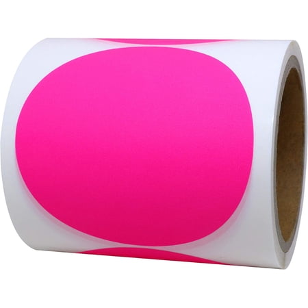 Gold Labels 4 inch Round Color Coding Dots Stickers 100 Labels Per Roll (Fluorescent Pink)