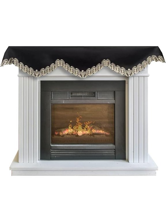 Gold Lace Black Mantel Scarf Cover - Intricate Cutouts Embroidery for Fall Autumn Thanksgiving Fireplace Kitchen Dining Room Home Decor - 18 x 90 inches - The Anyce Collection