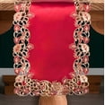 thumbnail image 1 of Gold Lace Burgundy Table Runner - Dresser Scarf European Embroidery - Perfect for Kitchen Dining Room Home Decor Wedding Receptions - 14 x 108 inches - The Tarantino Collection, 1 of 7