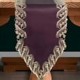 thumbnail image 1 of Gold Lace Plum Table Runner - Dresser Scarf European Embroidery - Perfect for Fall Autumn Thanksgiving Kitchen Dining Room Home Decor Wedding Receptions - 14 x 108 inches - The Anyce Collection, 1 of 7