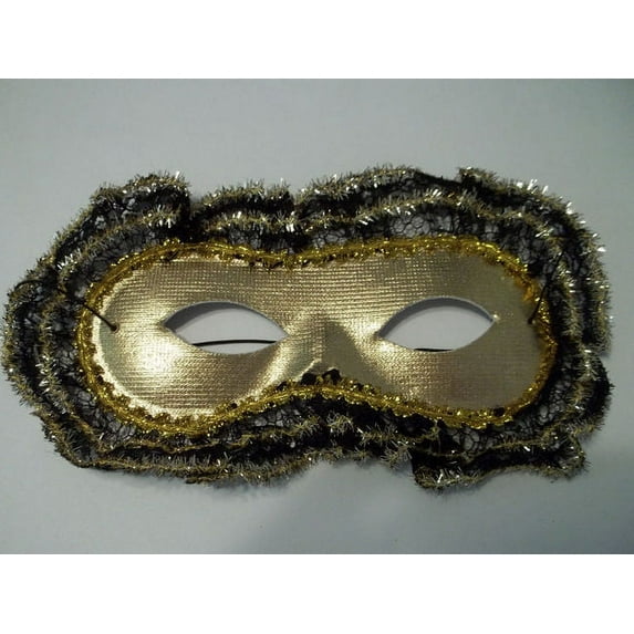 Gold Lace Trim Mardi Gras Mask Masquerade Ball Party