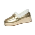 thumbnail image 1 of Gold Ladies Metallic Fashionable Loafers With Fleece Lining For Fall And Winter Warm And Comfortable, 1 of 9