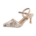 thumbnail image 1 of Gold Ladies Pointed High Heel Shoes Lace Mesh Breathable Toe Cap Versatile Casual Comfortable, 1 of 9