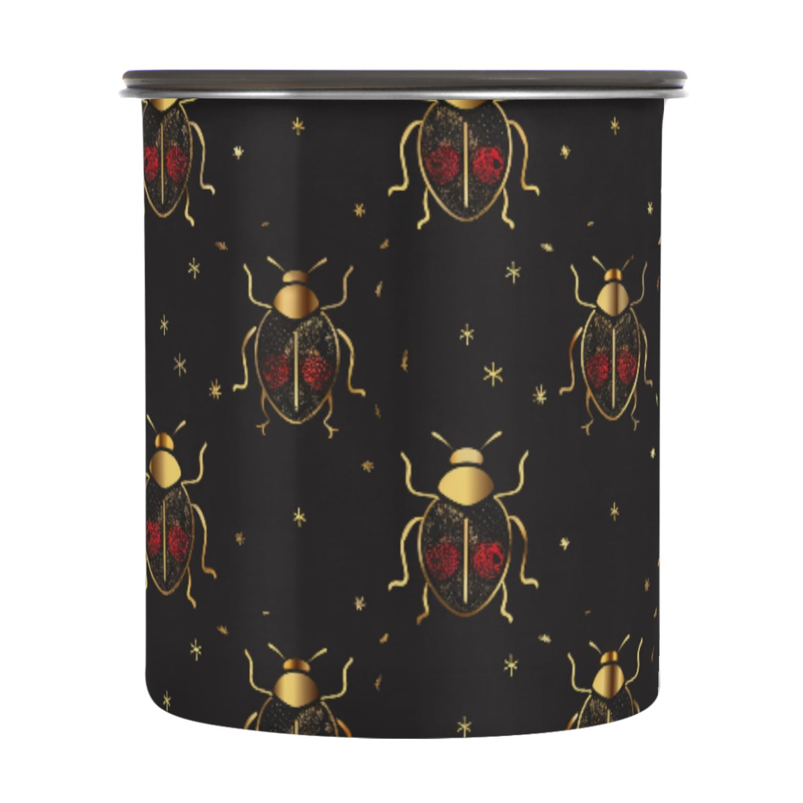 Gold Lady Bug Airtight Coffee Bean Canister 30oz Food Storage Containers with Lids For Gournd, Tea, Sugar, Flour, Rice, Cereal, Candy Cookie Jar