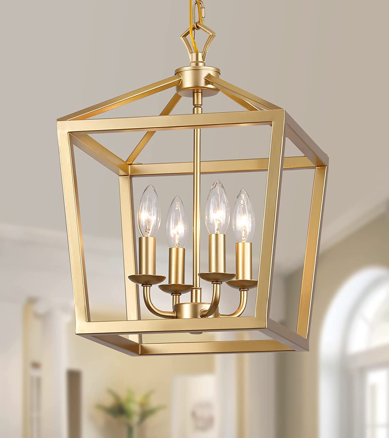 Curated visual reference: Visual Reference: Gold Lantern Chandelier Hanging Pendant Light Fixture 4 Lights For