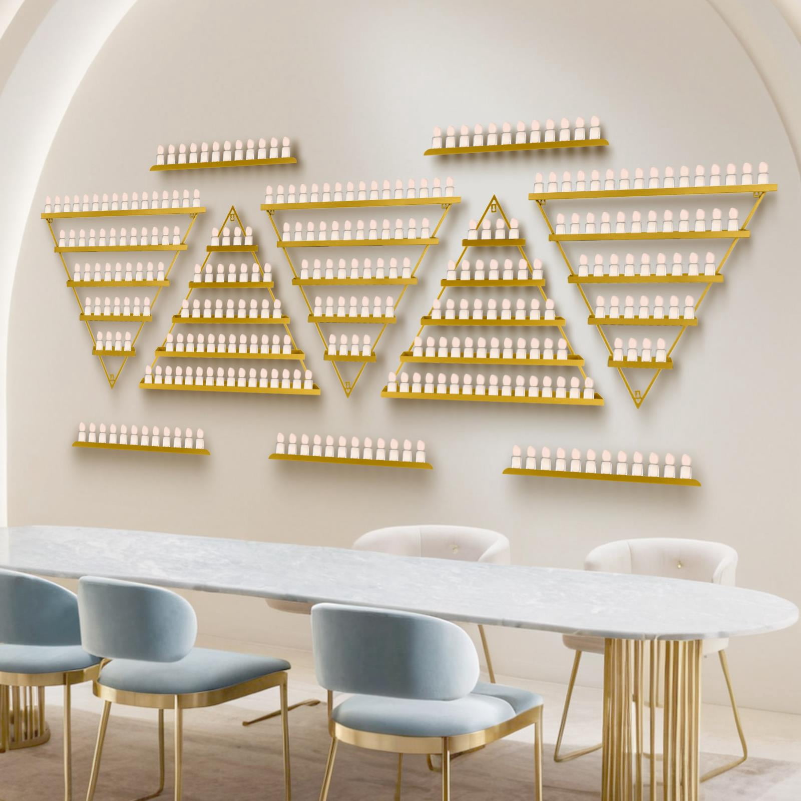 Gold Large Capacity 5-Tier Triangle Nail Polish Wall Rack, Metal ...