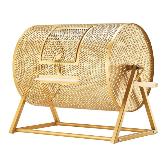 Gold Large Capacity Raffle Drum Lottery Spinner with Reinforced Handle & Triangle Stand for Big Gathering Draws