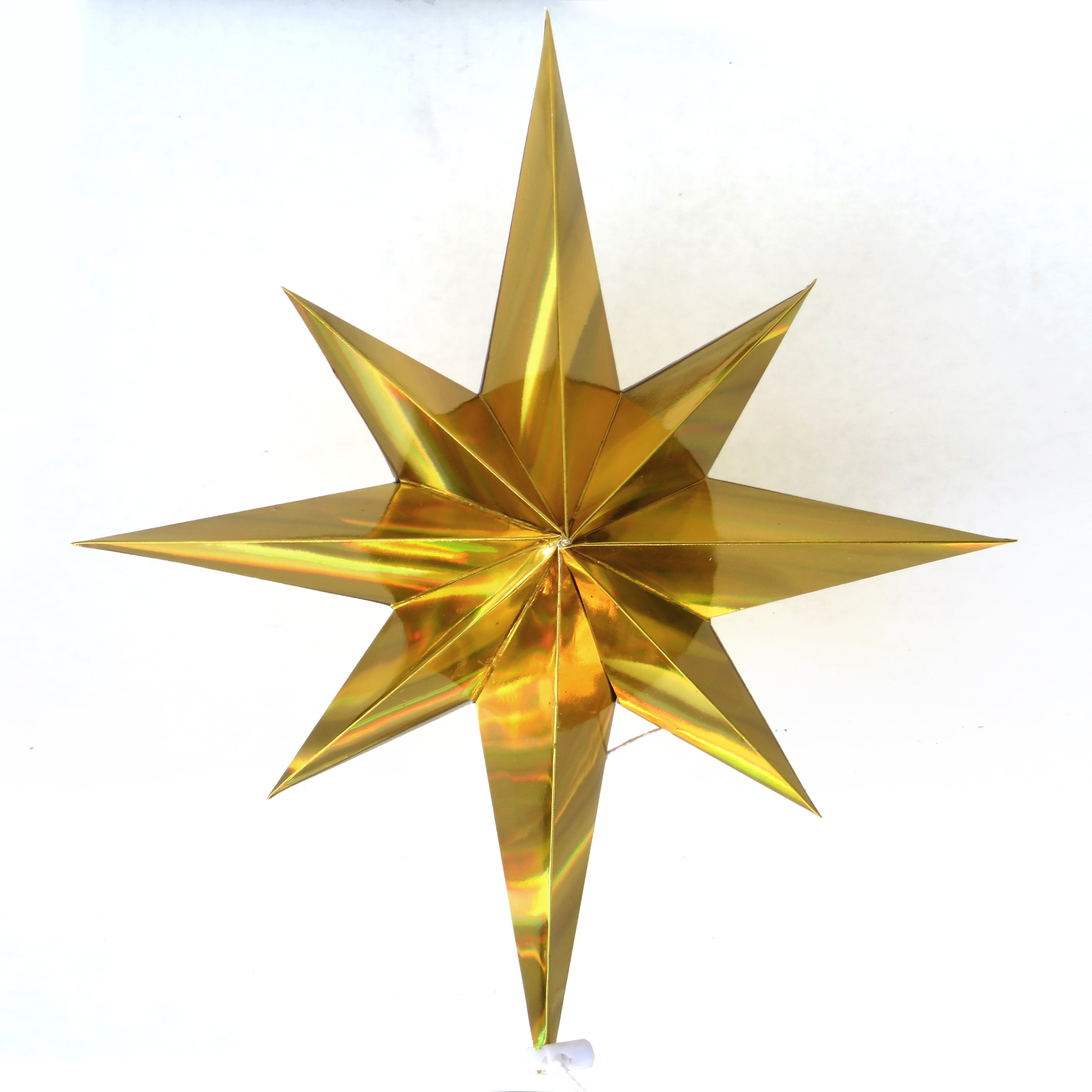 Large Gold Star of Bethlehem Christmas Tree Topper; Collapses Flat; 11