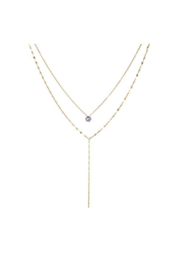 Gold Lariat Necklace for Women, Dainty 14K Gold Plated Y Shaped Cuban Chain Layered Long CZ Drop Pendant Choker Necklaces Fashion Jewelry Gifts