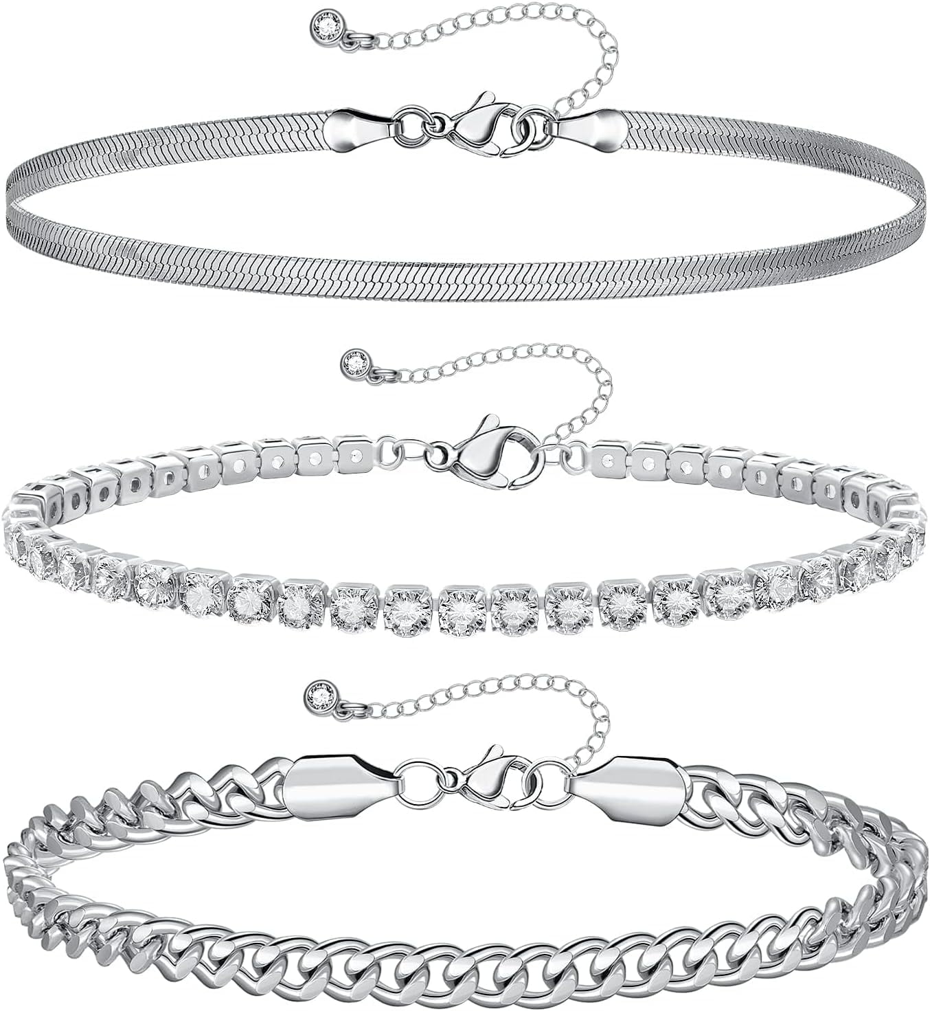 Gold Layered Ankle Bracelets For Women, Dainty 14K Gold Plated Layering