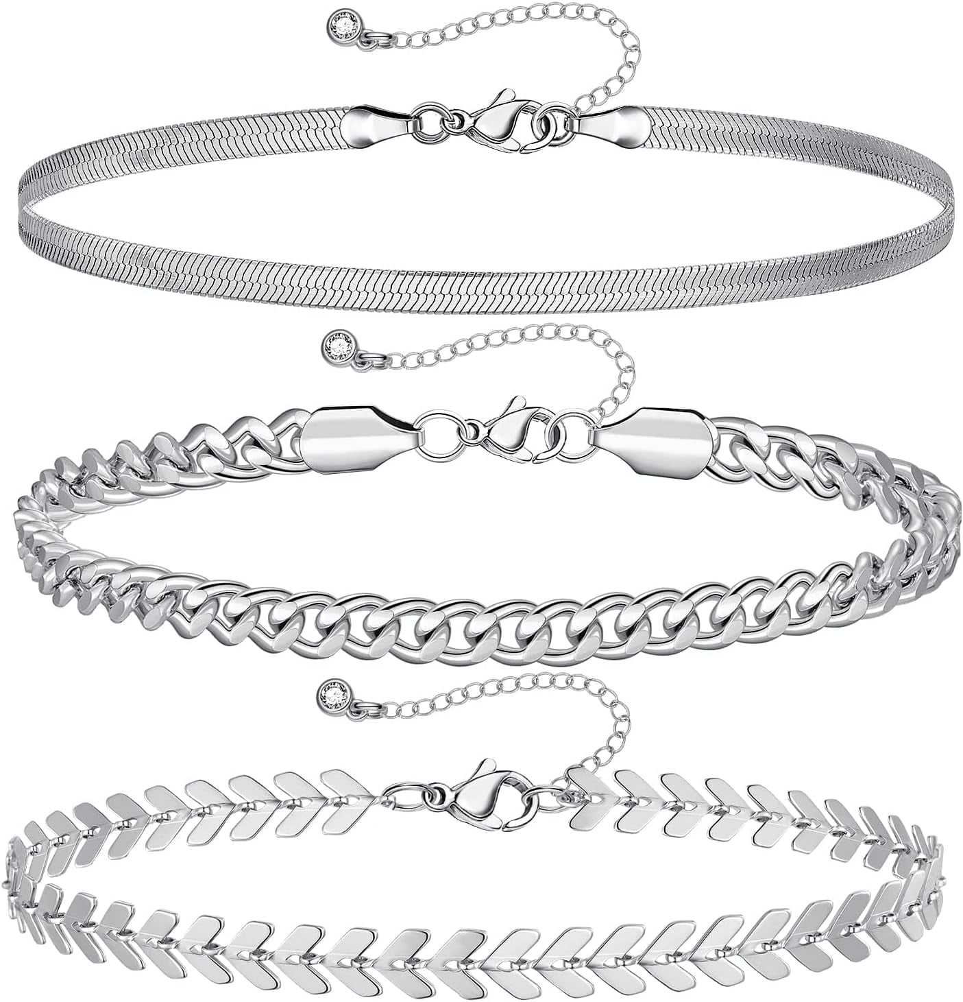 Gold Layered Ankle Bracelets For Women, Dainty 14K Gold Plated Layering